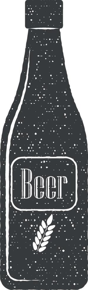 a bottle of beer vector icon illustration with stamp effect