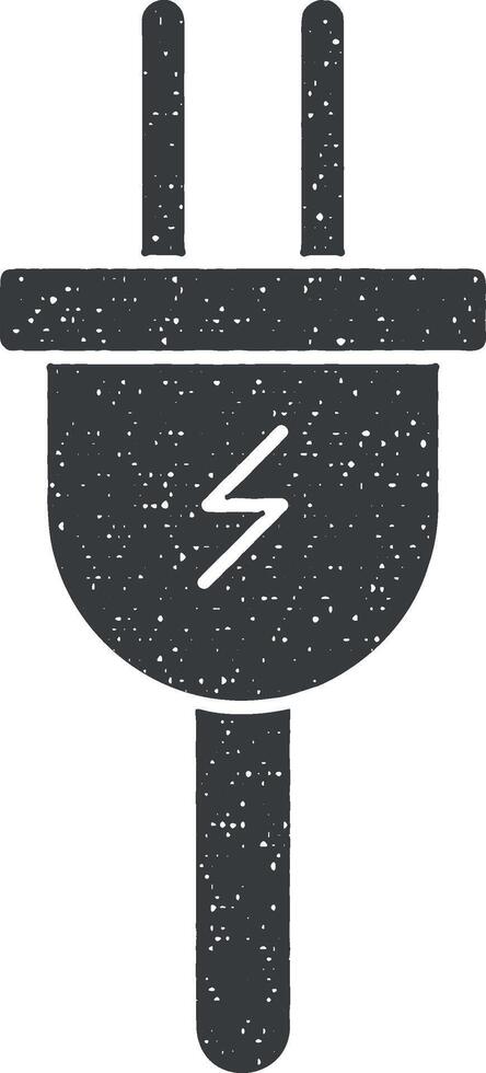 Plug, power vector icon illustration with stamp effect