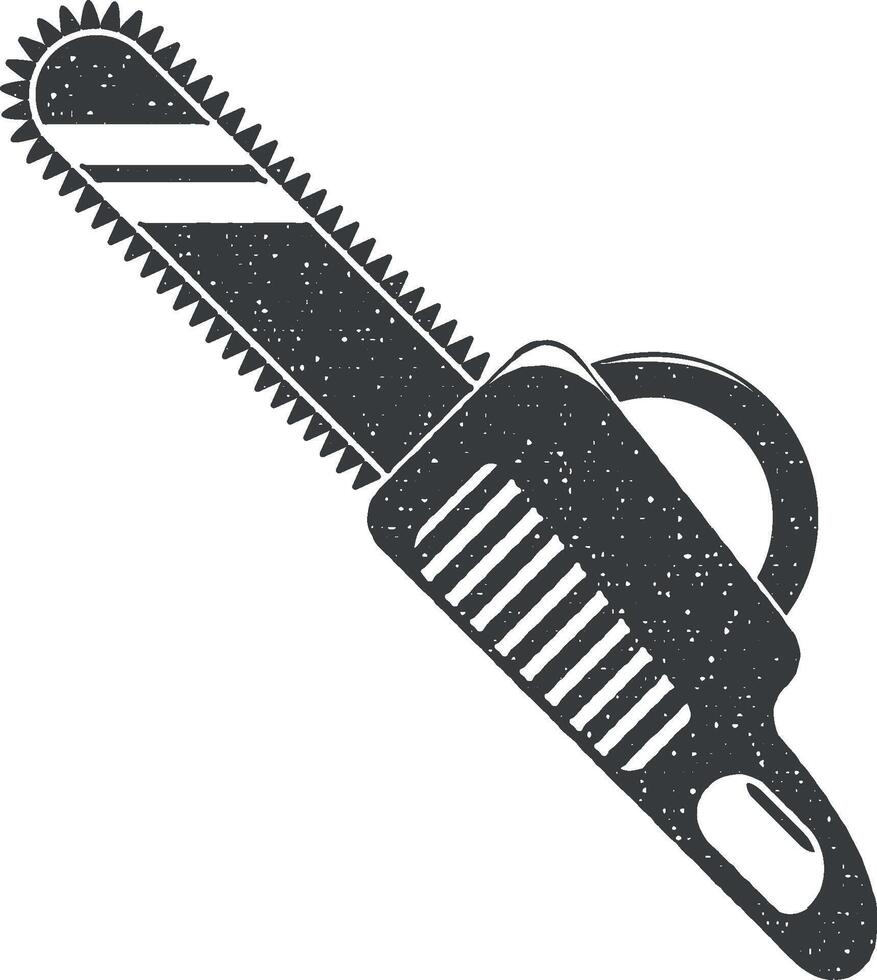 chainsaw vector icon illustration with stamp effect