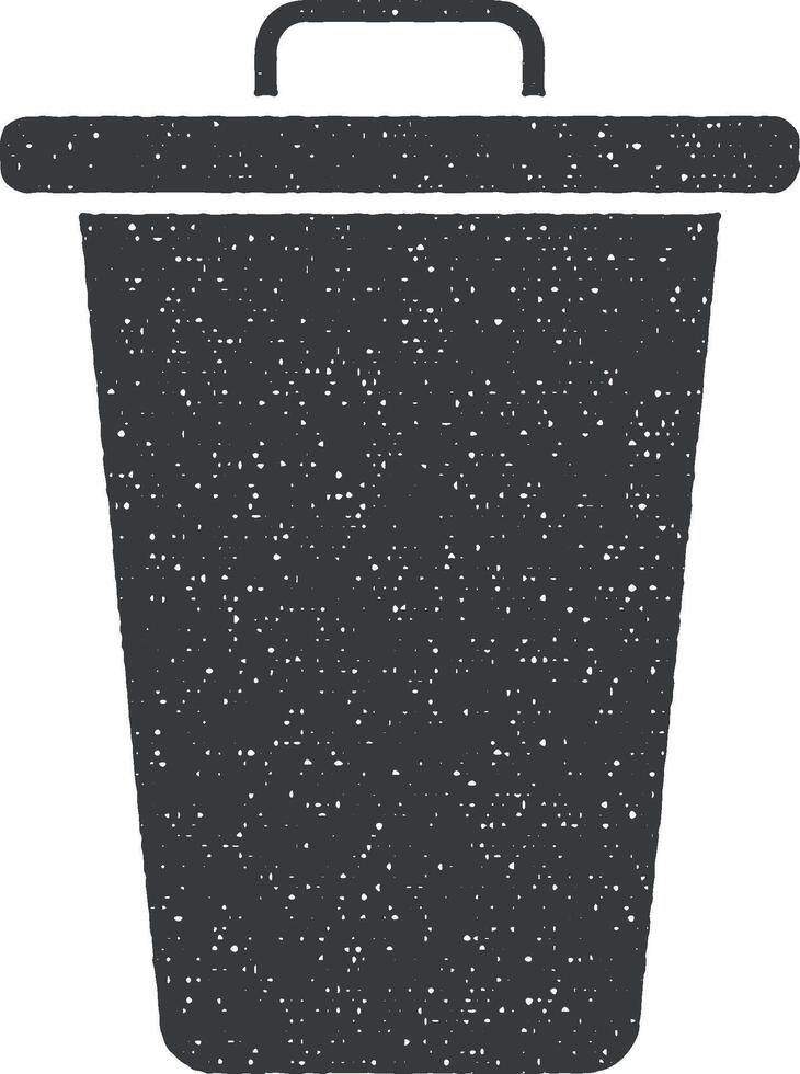 Can, recycle, trash vector icon illustration with stamp effect
