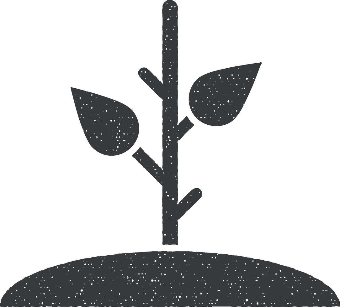 creciente, naturaleza, planta vector icono ilustración con sello efecto