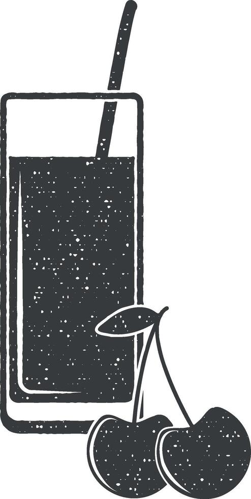 cherry juice in a glass vector icon illustration with stamp effect