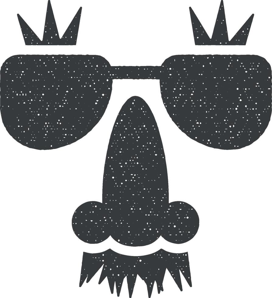 lentes y bigotes vector icono ilustración con sello efecto