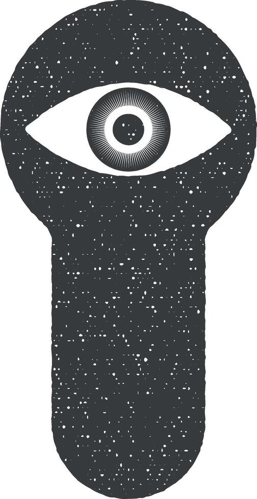 eye in the keyhole vector icon illustration with stamp effect