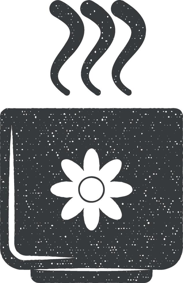 green tea in a cup vector icon illustration with stamp effect