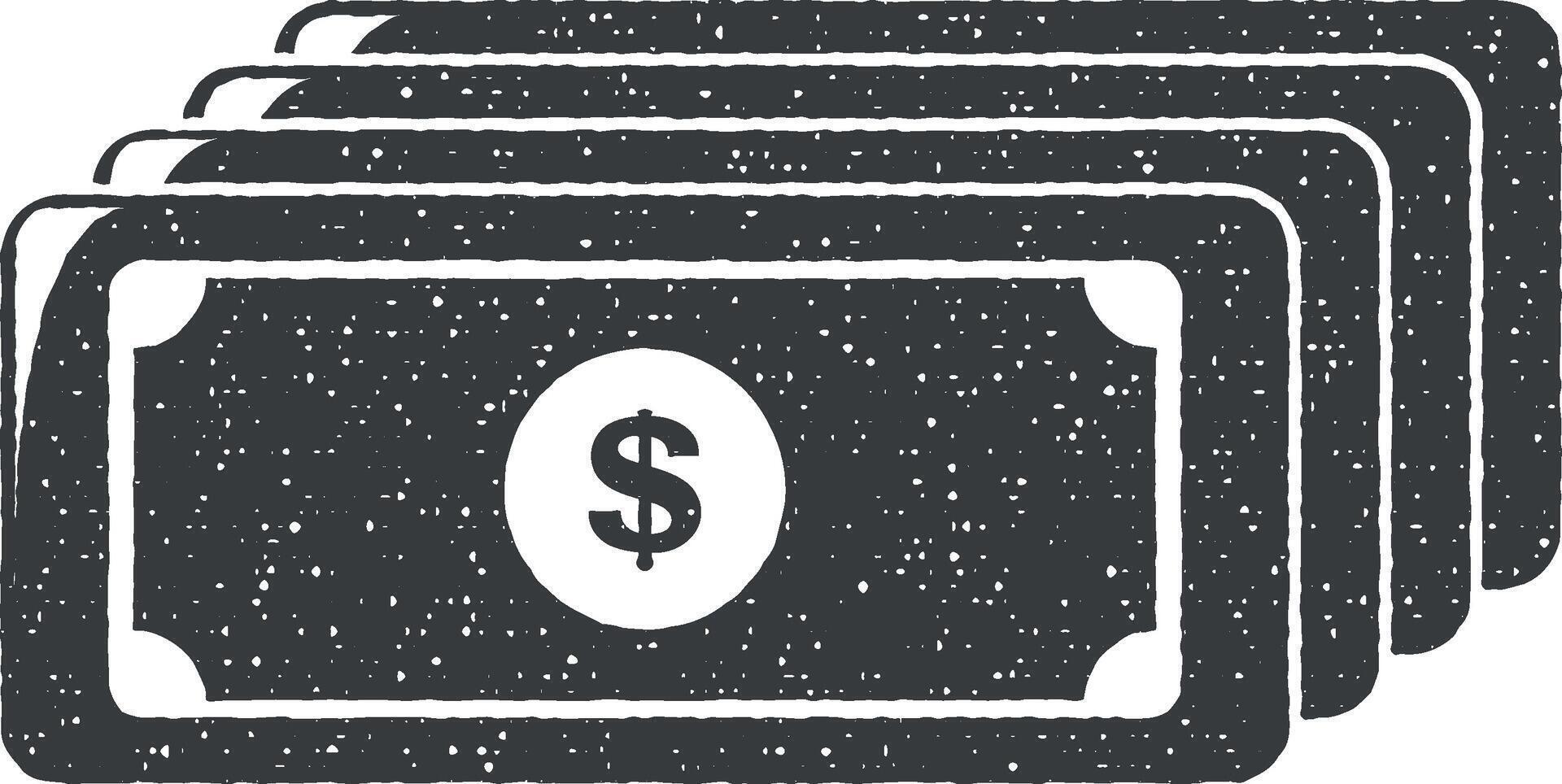 money bills vector icon illustration with stamp effect