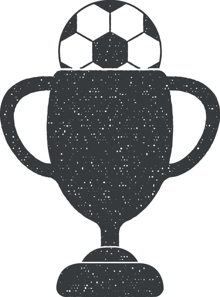 cup and soccer ball vector icon illustration with stamp effect