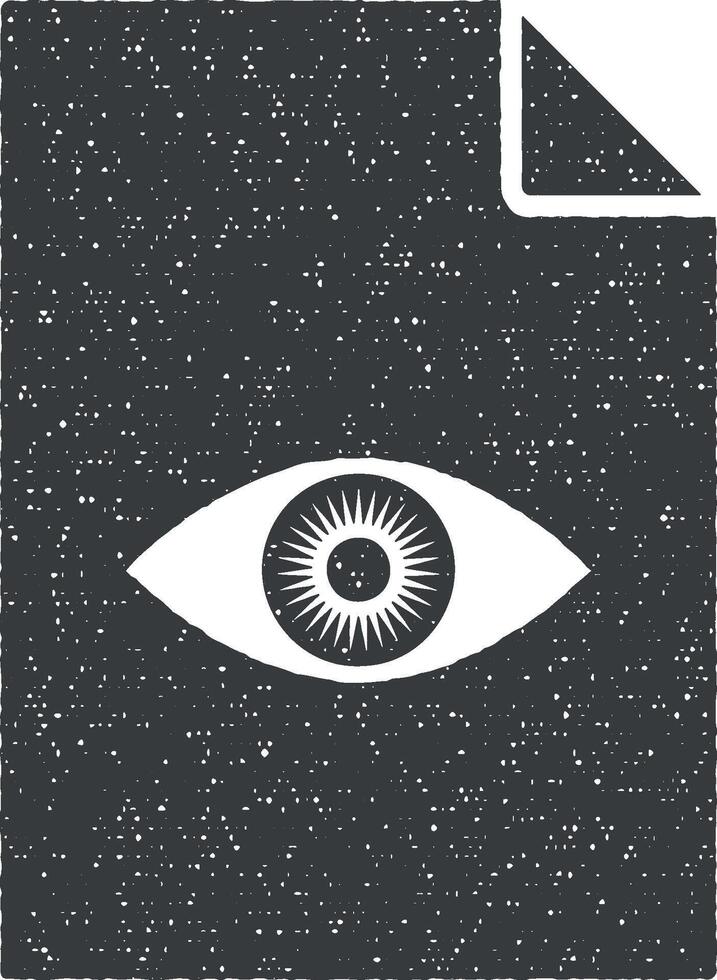 eye on document vector icon illustration with stamp effect