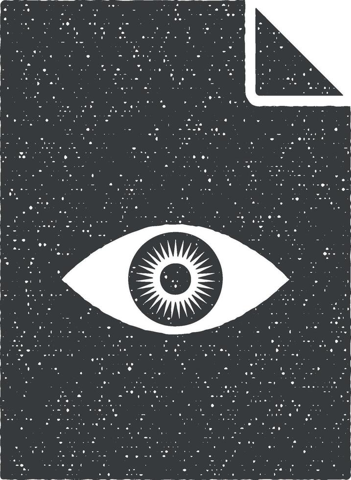 eye on document vector icon illustration with stamp effect