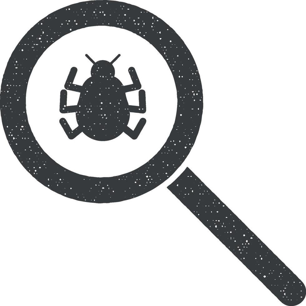 virus scan vector icon illustration with stamp effect