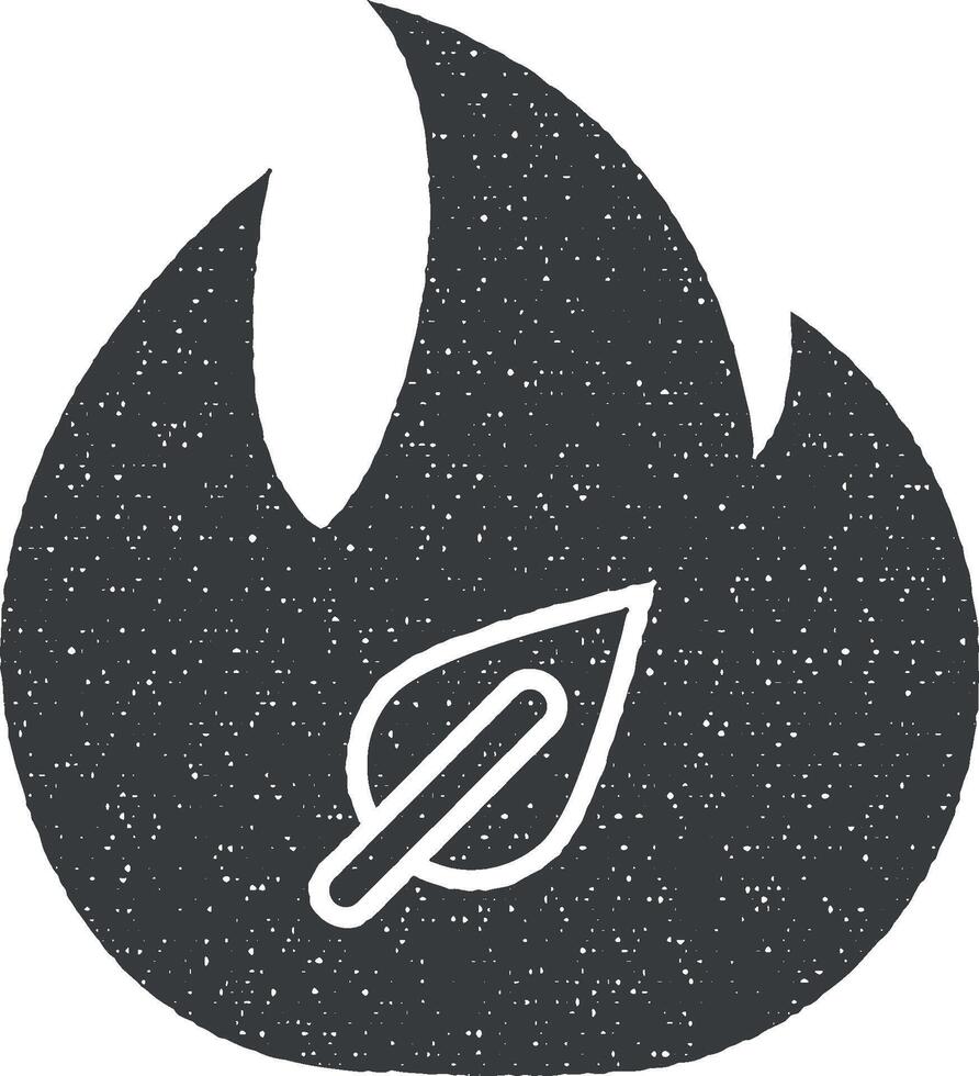 Forest fire, leaf vector icon illustration with stamp effect
