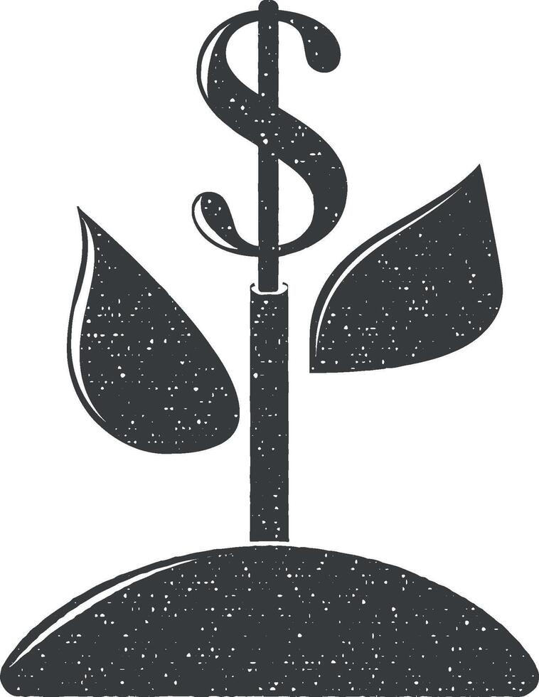 plant dollar vector icon illustration with stamp effect