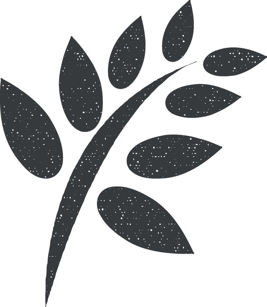 tallo con hojas vector icono ilustración con sello efecto