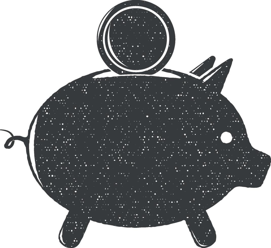 piggy bank vector icon illustration with stamp effect