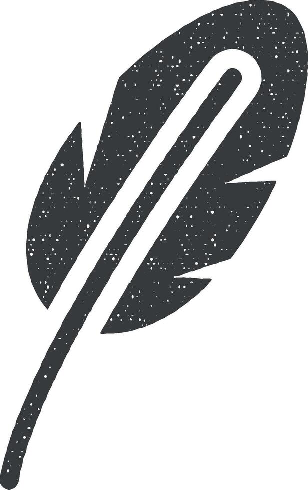 Feather, poem vector icon illustration with stamp effect