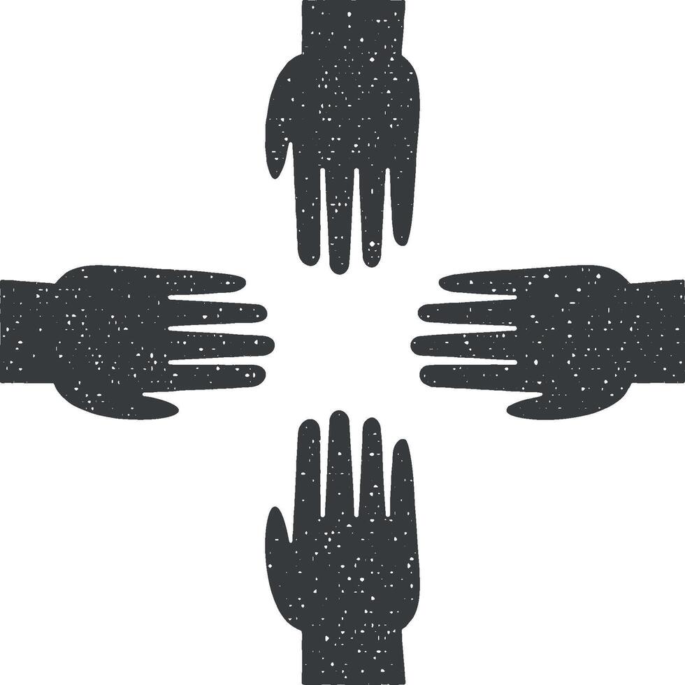 yendo manos vector icono ilustración con sello efecto