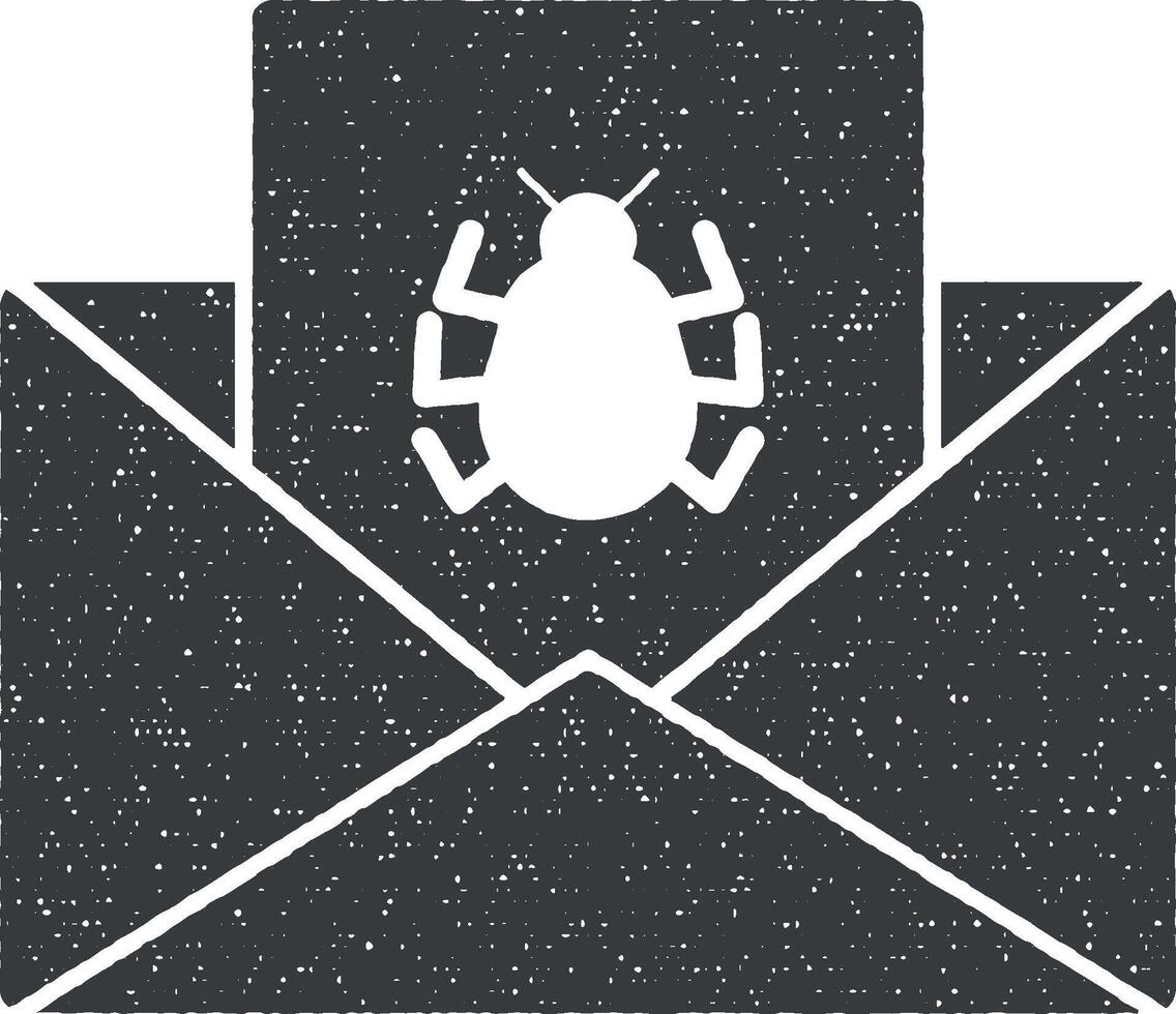 mail virus vector icon illustration with stamp effect