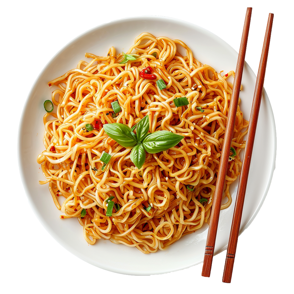 AI generated Plate of noodles png isolated on transparent background