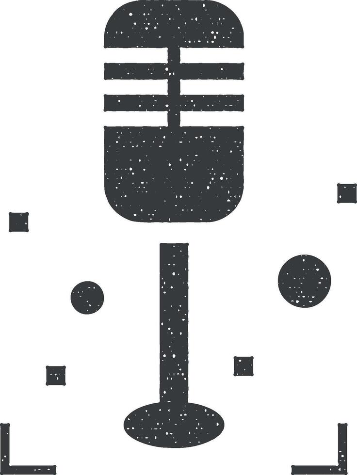 karaoke, cantar, micrófono vector icono ilustración con sello efecto