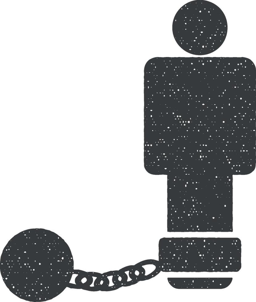 shackles on man vector icon illustration with stamp effect