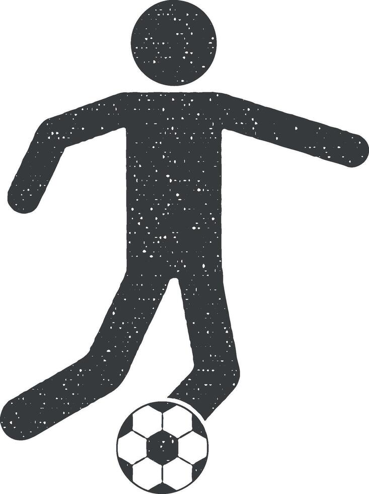 fútbol jugador con un pelota vector icono ilustración con sello efecto