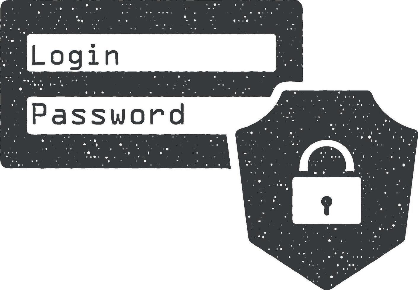 password protection and login vector icon illustration with stamp effect