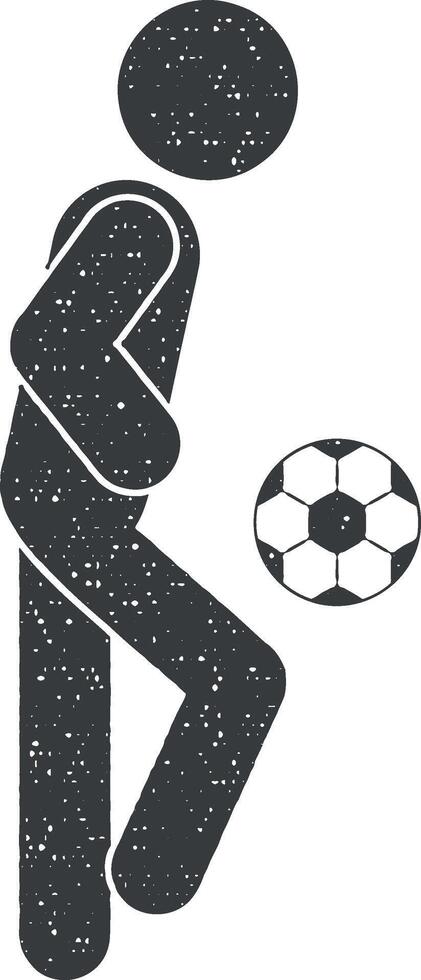 soccer player with ball vector icon illustration with stamp effect