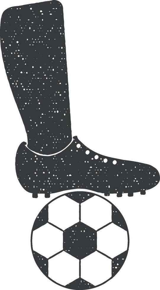 foot with a football ball vector icon illustration with stamp effect