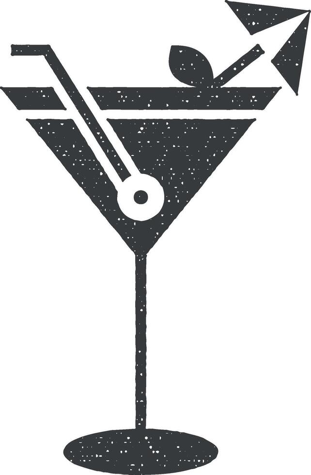 Karaoke, cocktail, drink vector icon illustration with stamp effect