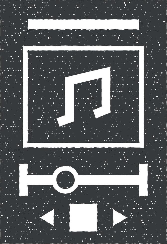 Karaoke, music, play vector icon illustration with stamp effect