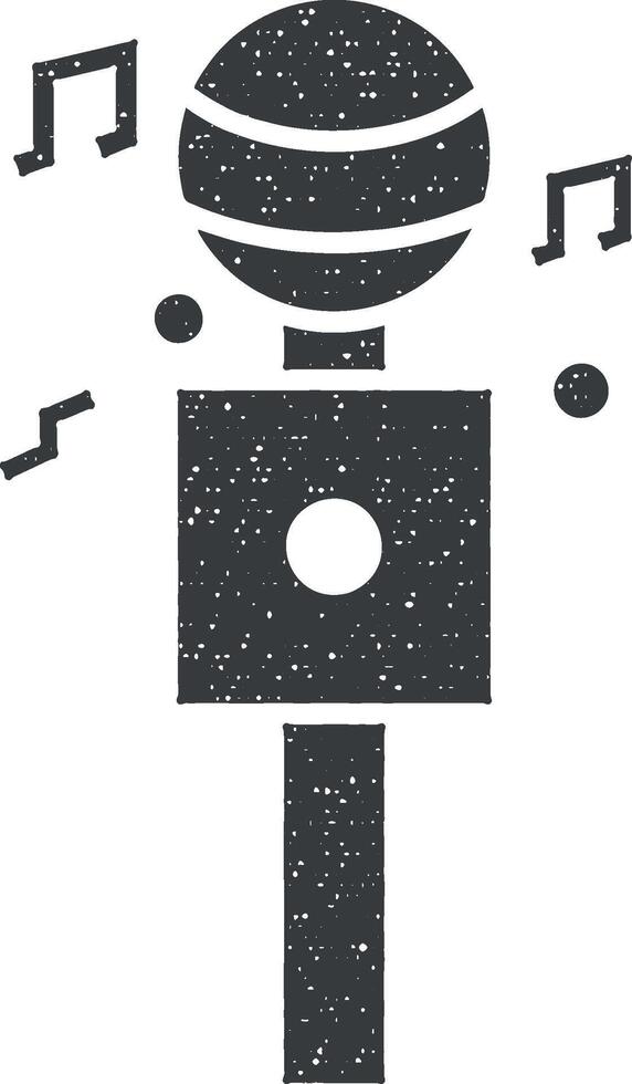 Karaoke, microphone, sing vector icon illustration with stamp effect