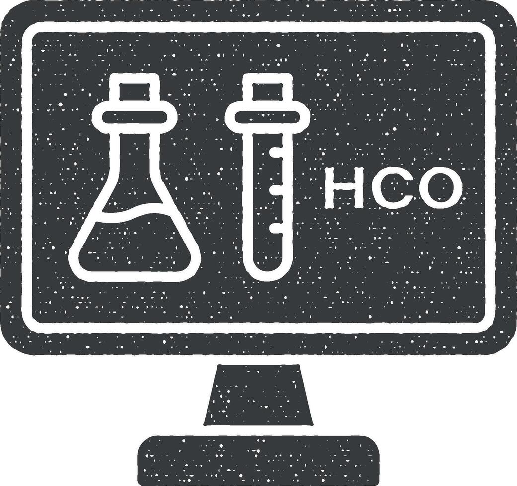 computadora ordenador personal química hco vector icono ilustración con sello efecto