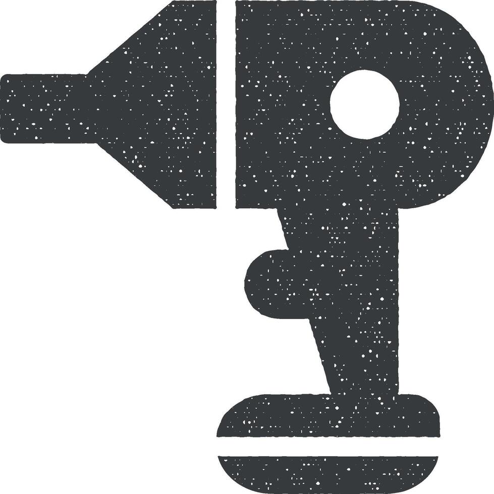 Cordless, drill vector icon illustration with stamp effect