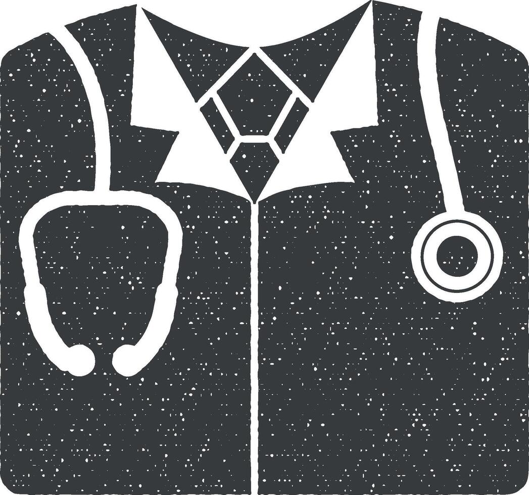 uniform, doctor, stethoscope, shirt vector icon illustration with stamp effect