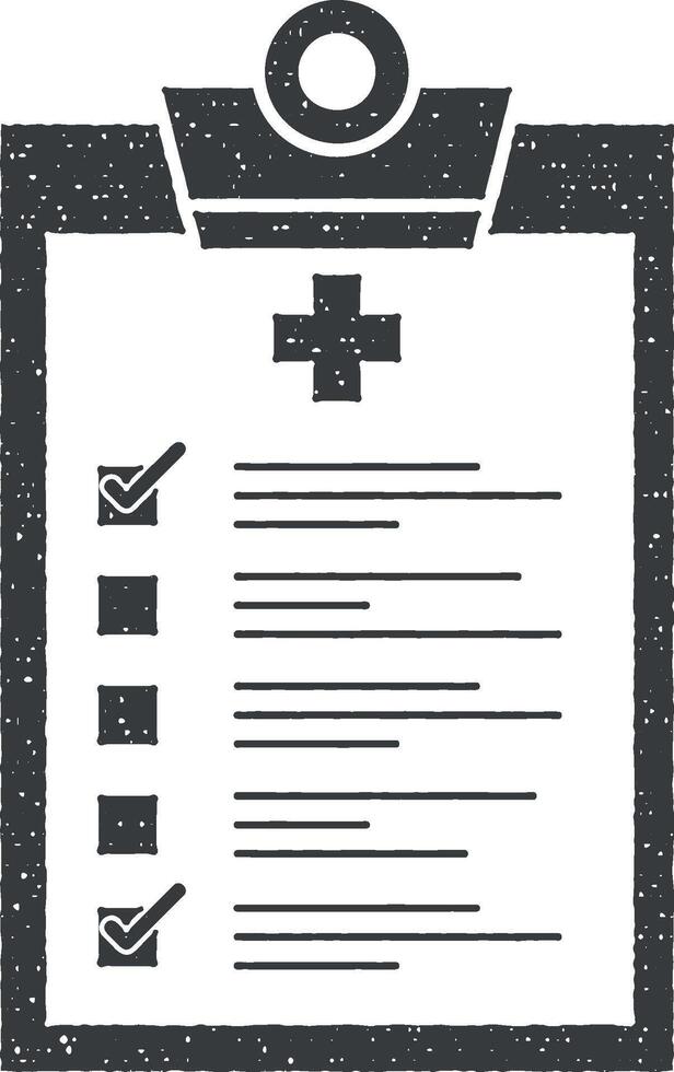 medical report, patient, health, health report, medical instrument vector icon illustration with stamp effect