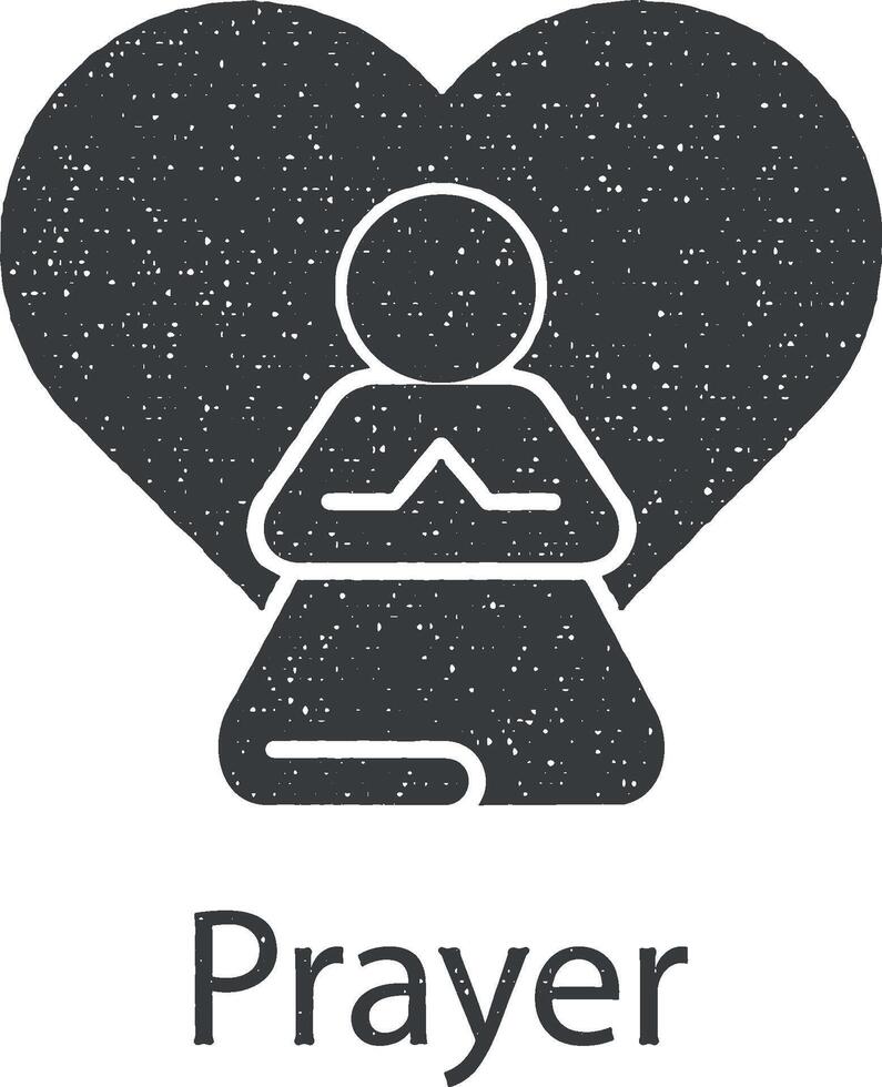 prier, meditation, human, heart vector icon illustration with stamp effect