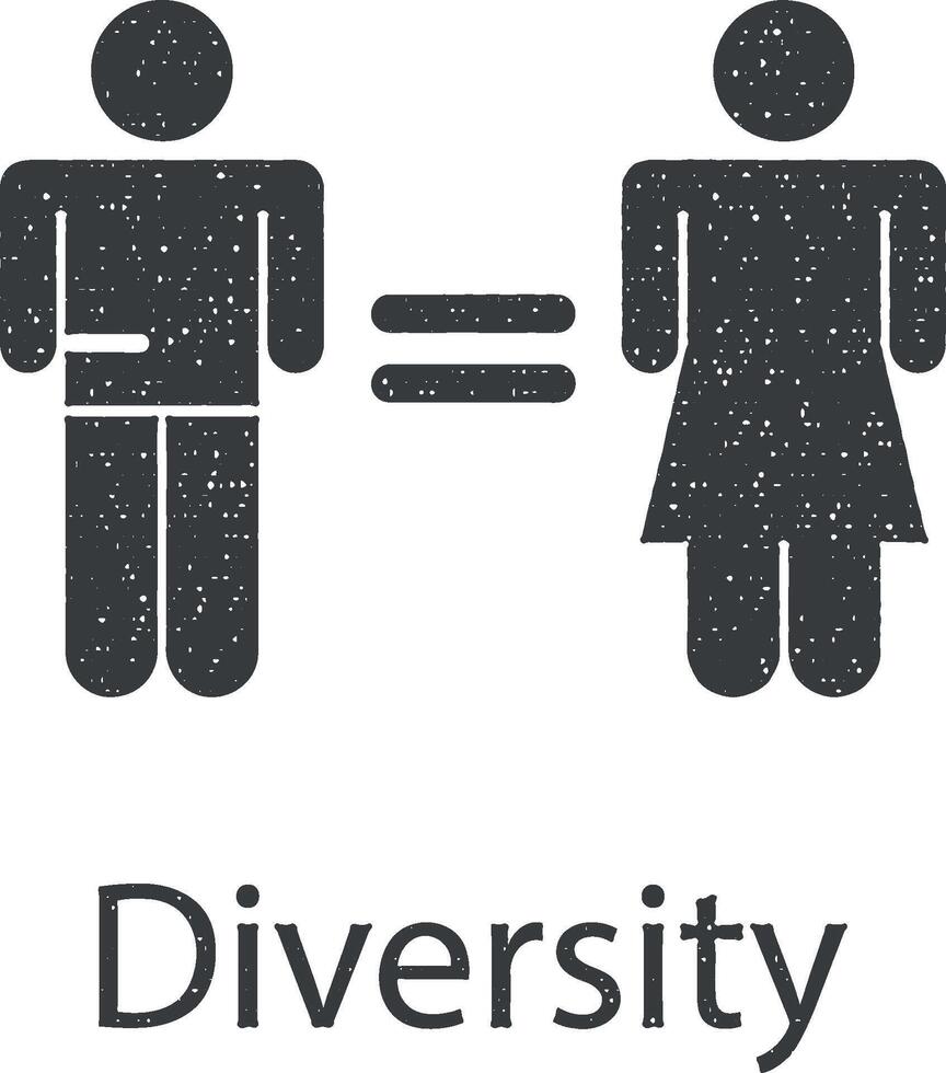 diversity, man, woman vector icon illustration with stamp effect