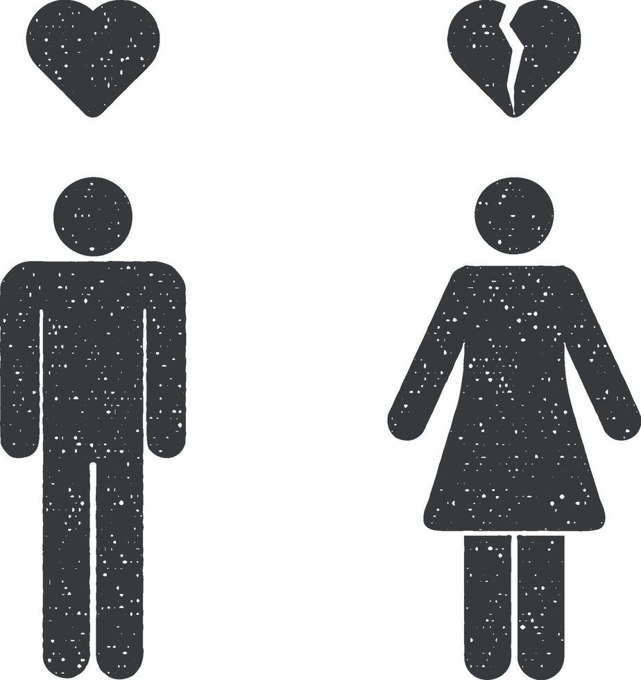the guy broke the heart of the girl vector icon illustration with stamp effect
