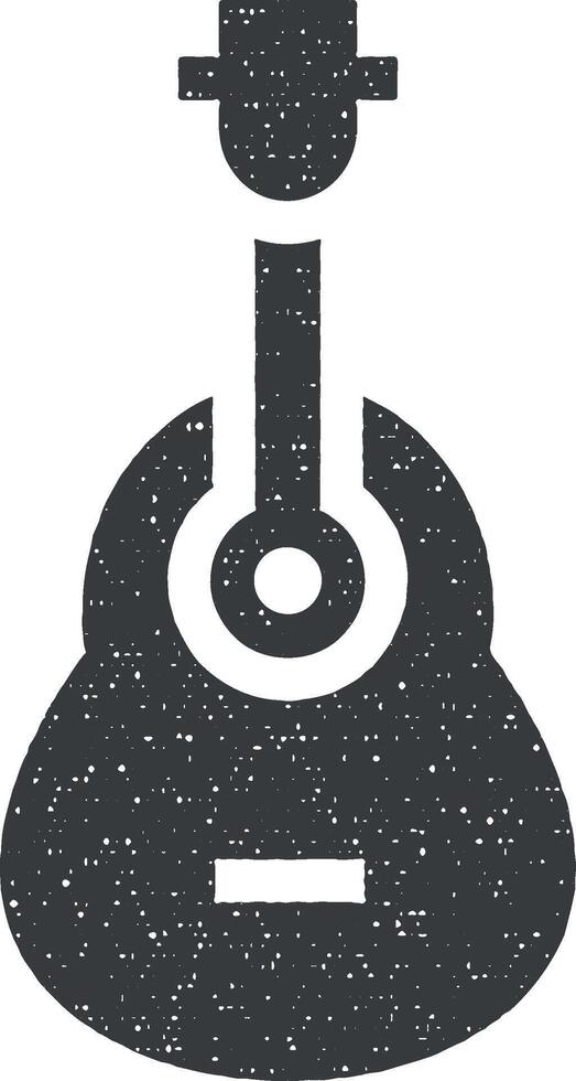 Guitar, Acoustic, melody, music vector icon illustration with stamp effect