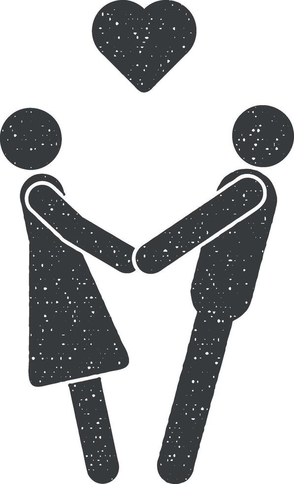 couple in love hold hands vector icon illustration with stamp effect