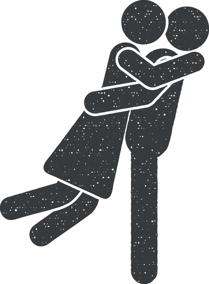 the guy hugs the girl vector icon illustration with stamp effect