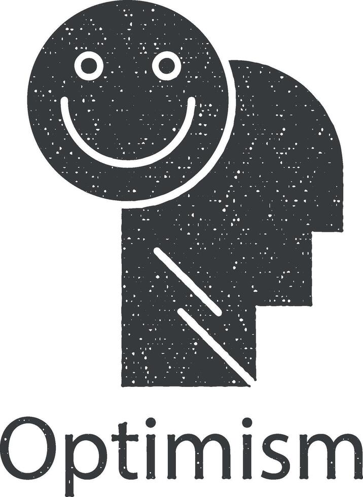 happiness, human, life, optimism vector icon illustration with stamp effect