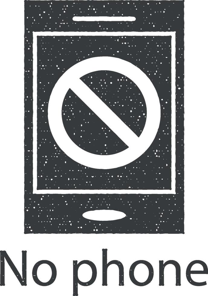 cell, mobile, no, phone vector icon illustration with stamp effect