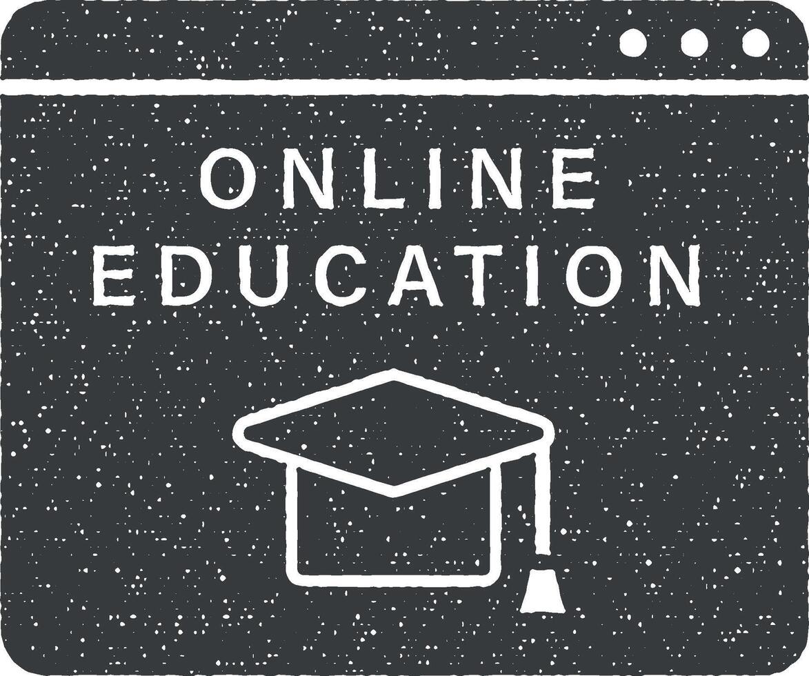 Website online education vector icon illustration with stamp effect