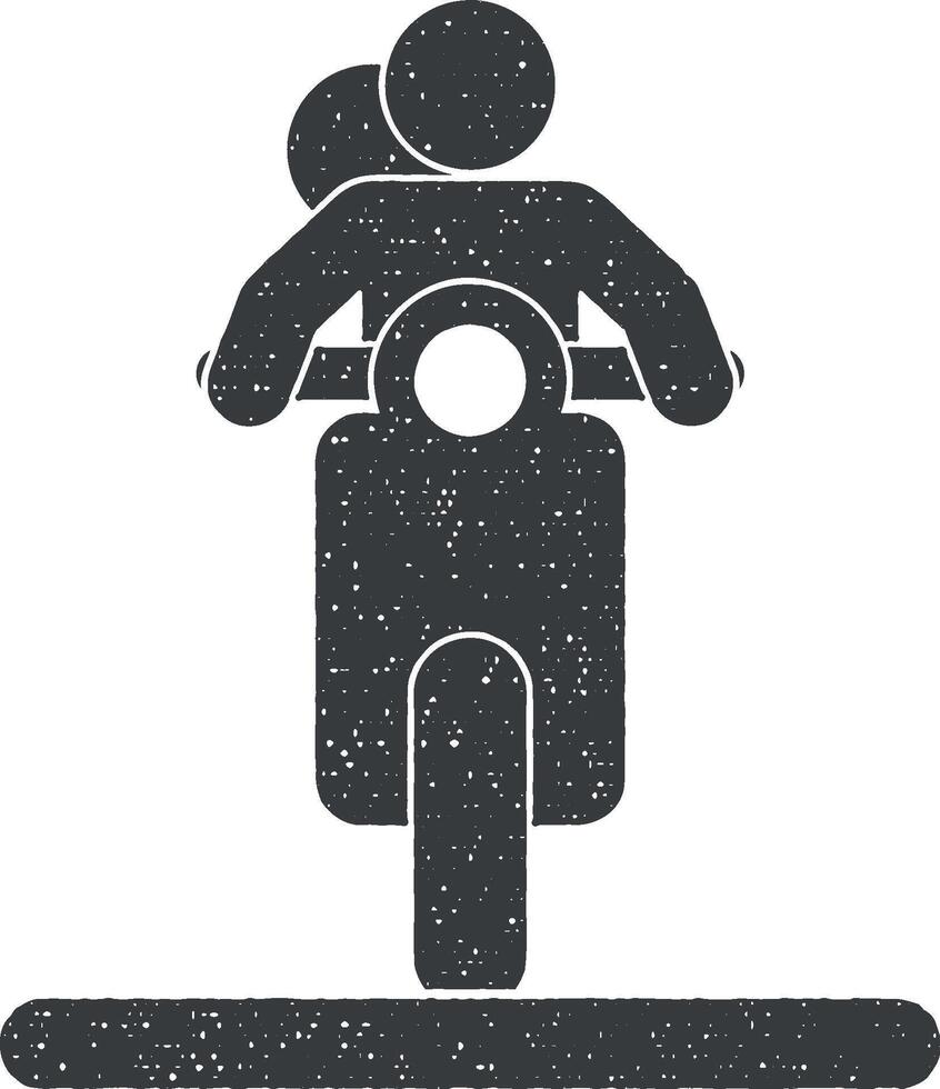 Pareja en un motocicleta vector icono ilustración con sello efecto