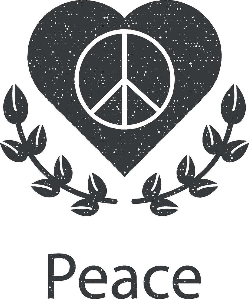 heart, peace, flower vector icon illustration with stamp effect