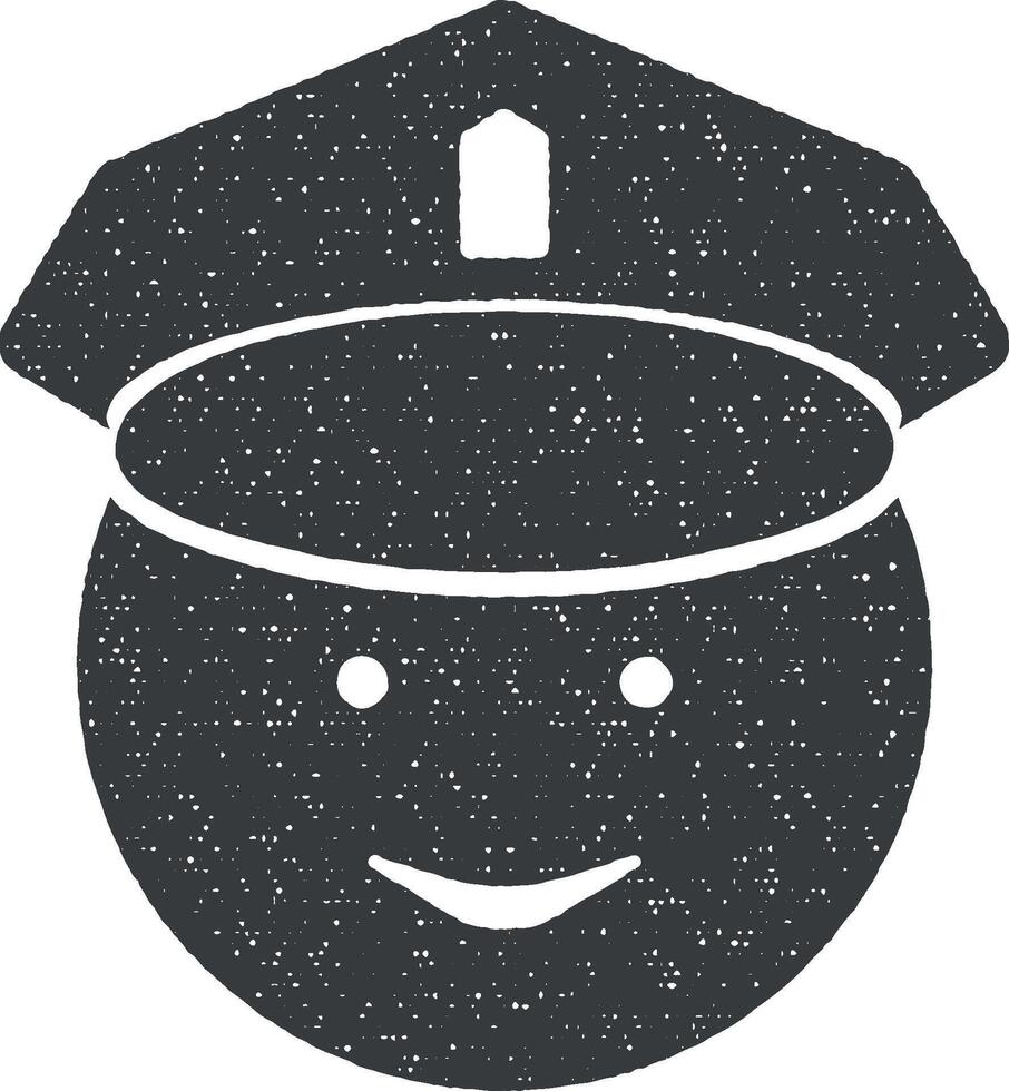 face of a policeman vector icon illustration with stamp effect