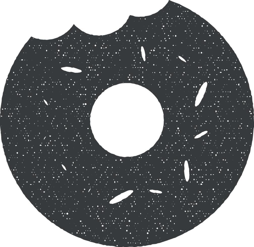 bitten donut vector icon illustration with stamp effect