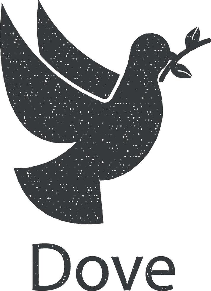 dove, flower vector icon illustration with stamp effect