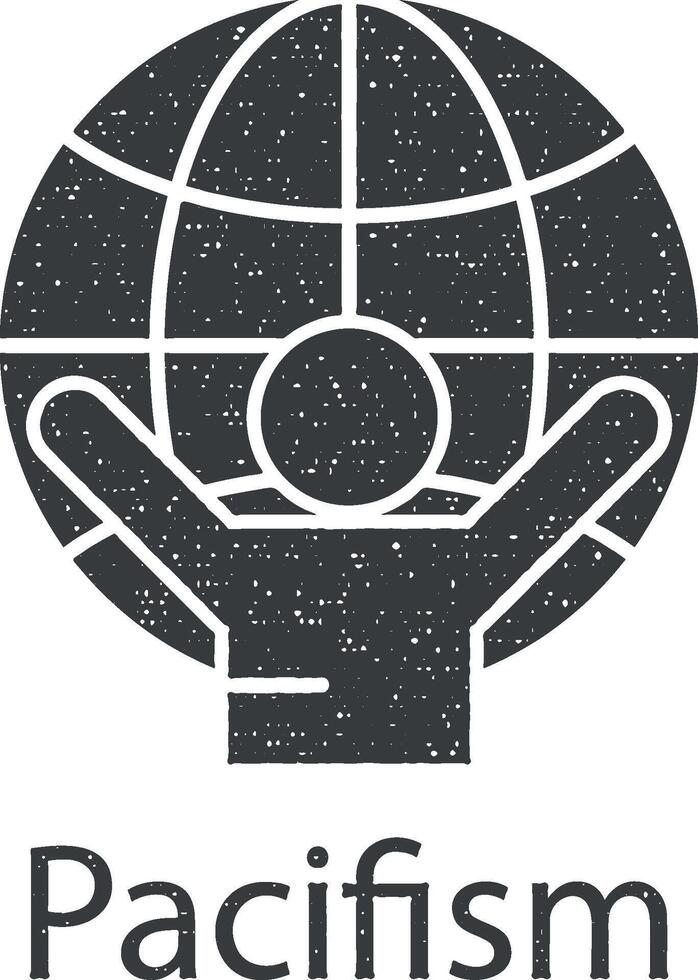 pacifism, globe, human vector icon illustration with stamp effect